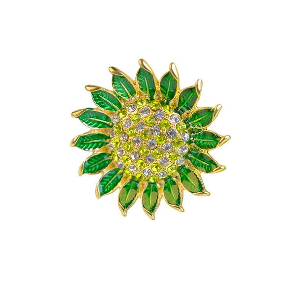 Qarigey Broches para mujer, elegante broche de girasol con diamantes de imitación, broche estético, joyería, disfraz, estilo Heronsbill, regalos para Accesorios de disfraces amarillo+blanco
