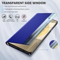 thumbnail image 5 of Phone Case for Samsung Galaxy S24 Case, Smart Clear View Window Luxury Slim Mirror for Galaxy S24 Case with Kickstand, Leather Hard PC Flip Shockproof Protective Cover Samsung S24 5G Case (Blue), 5 of 14
