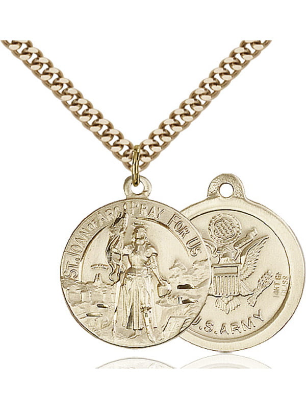 Bonyak Jewelry 18 Inch Hamilton Gold Plated Necklace w/ 6mm Blue March Birth Month Stone Beads and Saint Christopher/Tennis