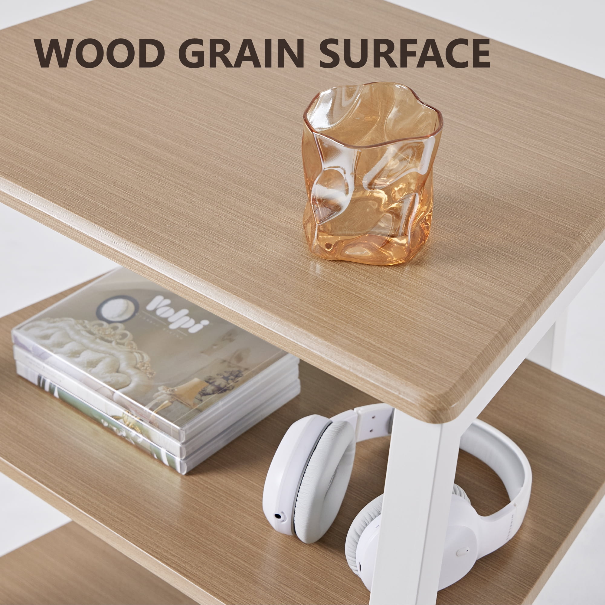 FITUEYES 4-Tier Wooden AV Component Media Stand Cabinet Open Shelves Media Console, White Oak