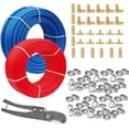 thumbnail image 7 of PEX Pipe/Tool Kit, 1/2 Inch 2 Rolls Blue & Red Each 100 Feet (200 ft) PEX Tubing Pipes with Brass Fittings, Crimping Tool, Cinch Clamps, Cutter, J-Clamps, for Plumbing Job(129), 7 of 7