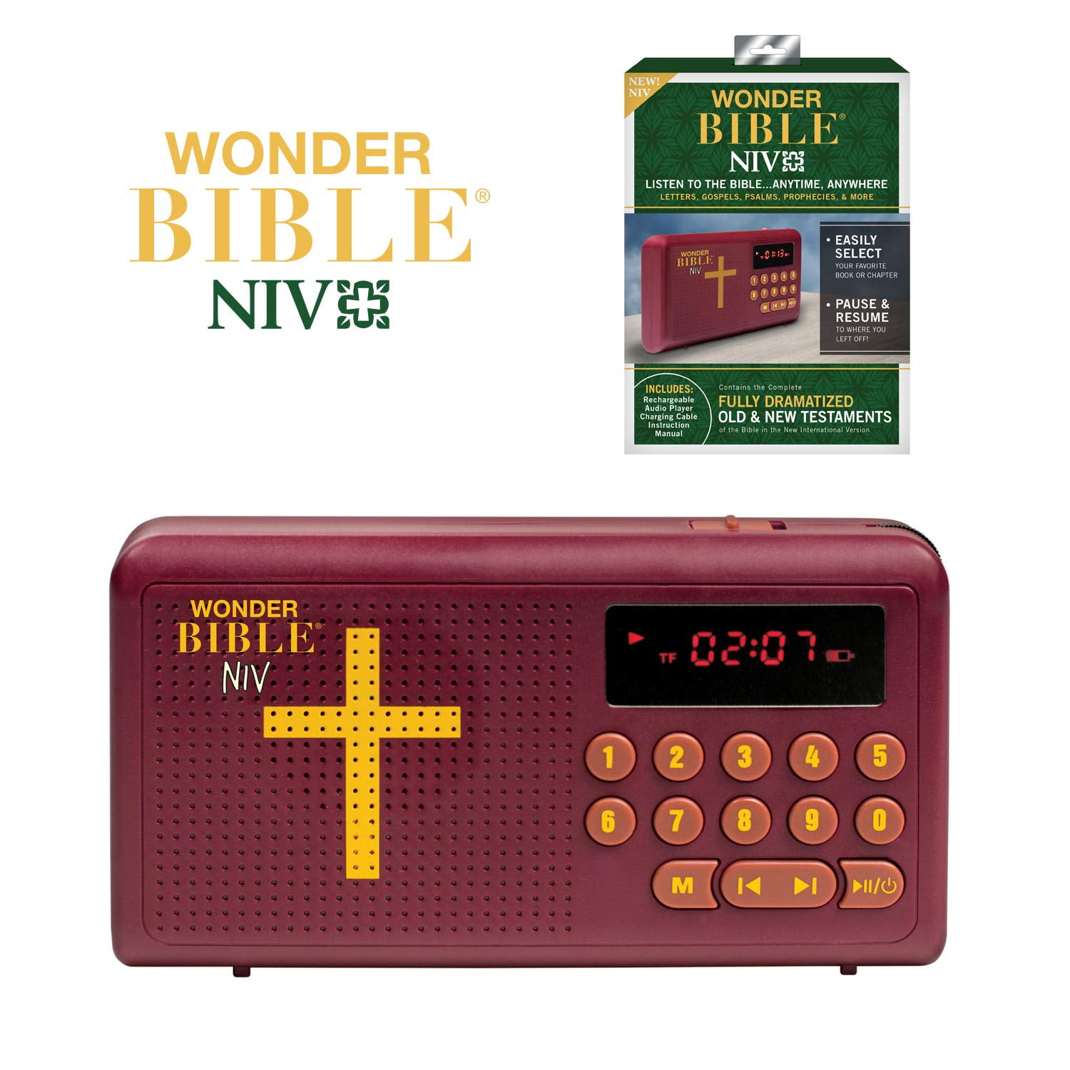 King James Version New & Old Testament Endorsed Kids Audio Bible with Charger Speaker Bible Player Talking Audio Bible Reader English Standard Version KJV 