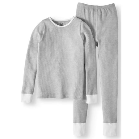 Girls Soft Waffle Thermal Underwear Set