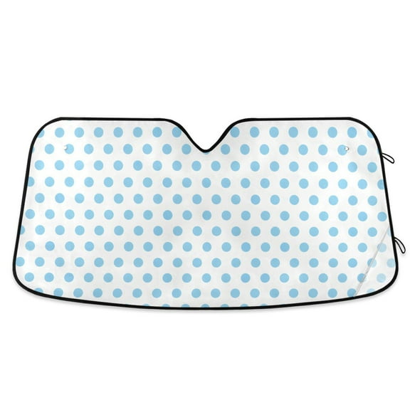 Light Blue Polka Dot Car Windshield Sun Shade Foldable Car Front Window Visor Heat and UV Protection 53x23.5