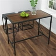 thumbnail image 1 of Vifah V817 Riley Indoor Metal Pub Dining Table with Metal Frame, Walnut, 1 of 4