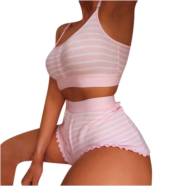 Conjunto informal de mujer con estampado de bloques de color y dobladillo con volantes, ropa de casa, chaleco con tirantes, traje a juego para mujer