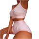 thumbnail image 1 of Conjunto informal de mujer con estampado de bloques de color y dobladillo con volantes, ropa de casa, chaleco con tirantes, traje a juego para mujer, 1 of 4