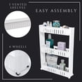 thumbnail image 6 of Evideco 3 Tier Slim Rolling Multi Purpose Utility Cart Kitchen-Bath - 28.4" H x 21.3" L x 4.8"W White, 6 of 8