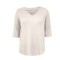 thumbnail image 6 of LIaqionyy Women 3/4 Sleeve Tops Sweaters V Neck Lightweight Knitted Fall Trendy Basic Plain Tunic Blouses, 6 of 6
