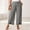 Gray, variant on Women's Elastic-Waist Cropped Pants, Slim Drawstring and Decorative Button Accents at Split Hem for Quick Casual Errands White XXL