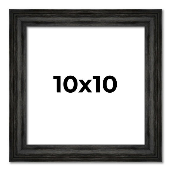 10x10 Distressed Black Wood Picture Square Frame - Includes UV Acrylic, Foam Board Backing & Hanging Hardware
