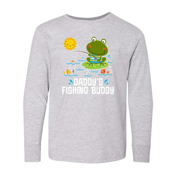 Inktastic Daddys Fishing Buddy Cute Frog Long Sleeve Youth T-Shirt