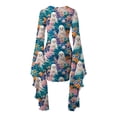 thumbnail image 3 of Women Halloween Cosplay Long Sleeve Dress Round Neck Ghost Pumpkin Skull Print Holiday Dress Irregular Hem Mini Dress Multi-Color Optional Fashion Casual Slips, 3 of 5