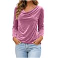 thumbnail image 5 of Tqcoqu Women's 2026 Velvet Cowl Neck Long Sleeve Blouse Elegant Dressy Top for Holiday Party Casual Outfits, 5 of 9