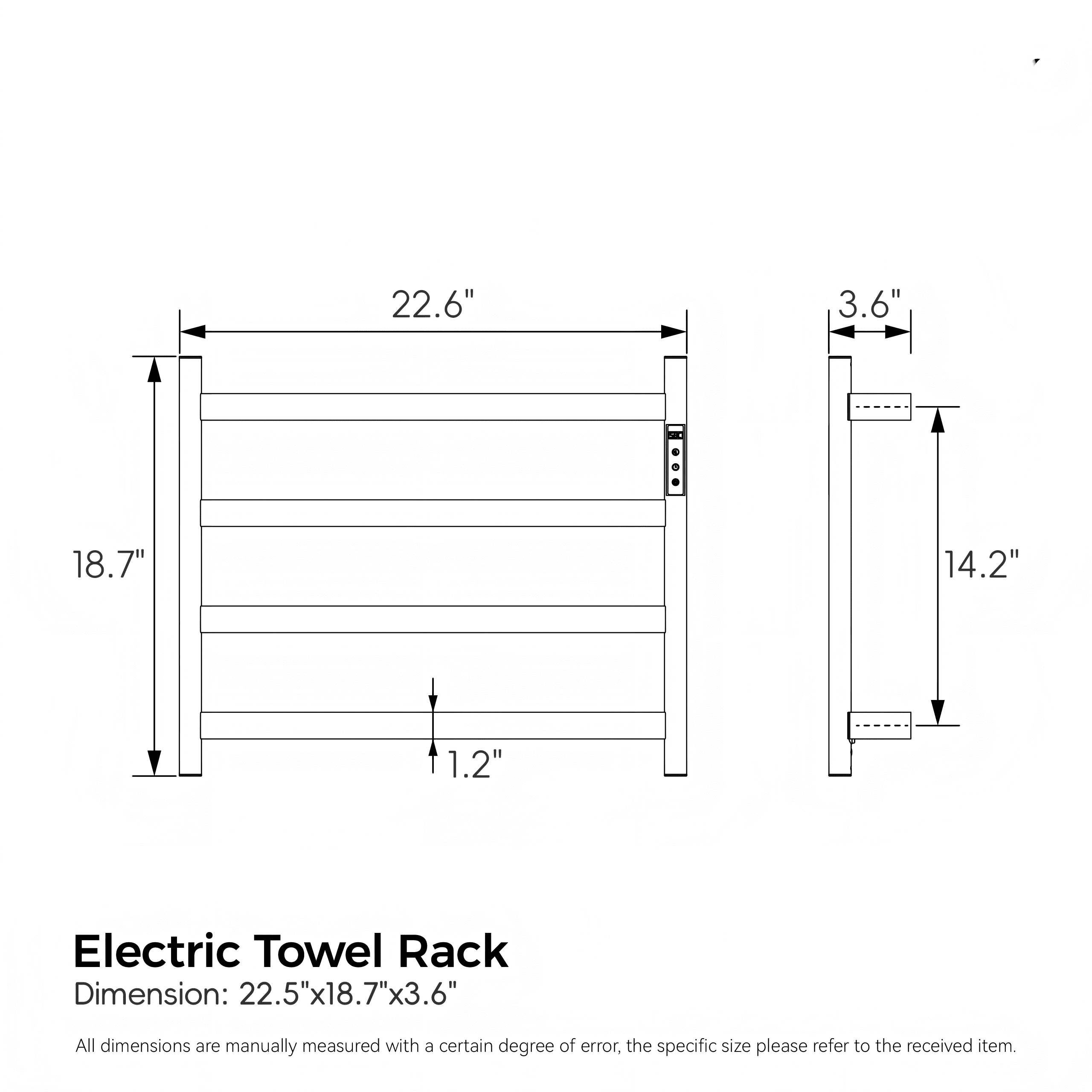 22.5" Heated Towel Rack for Bathroom,Wall Mounted with Intelligent Touch Screen Timer, 4-Bar Towel Warmer, 304 Stainless Steel Polished, Plug-in/Hard-Wired