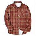 thumbnail image 4 of MELDVDIB Mens Button-Up Plaid Shirts Long Sleeve Dress Shirt Fashion Casual Holiday Comfy Light Weight Blouse Tops with Pocket Watermelon Red 3XL, 4 of 5