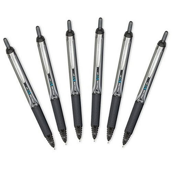 Pilot Precise V7 RT Retractable Rolling Ball Pens, Fine Point 0.7mm, Black Ink, 6 Pack
