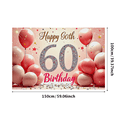 thumbnail image 3 of Pink Themed Glittery 60th Birthday Banner Background Decorations for Birthday Party Photography Props Backdrop Party Supplies Celebrations Decor, 3 of 8