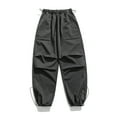 thumbnail image 6 of Wyobmus Mens Cargo Parachute Pants Straight Wide Leg Retractable Twill Pants Casual Sports Pants Dark Gray, 6 of 6