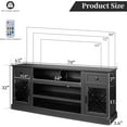 thumbnail image 3 of FIAKOA 70 inch Farmhouse TV Stand for 80 inch TV, Modern Entertainment Center with LED Lights, Wooden TV Stand Table with Glass Doors for Living Room (Black), 3 of 7