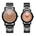thumbnail image 2 of Reloj de pulsera de cuarzo informal con puntero redondo de moda, reloj de aleación para parejas (negro A grande), 2 of 5