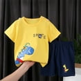 thumbnail image 3 of Penkiiy Toddler Baby Boy Girls Clothes Printed Short Sleeve T-Shirts and Shorts Set Summer Outfits Yellow for 1-2 Years, 3 of 3