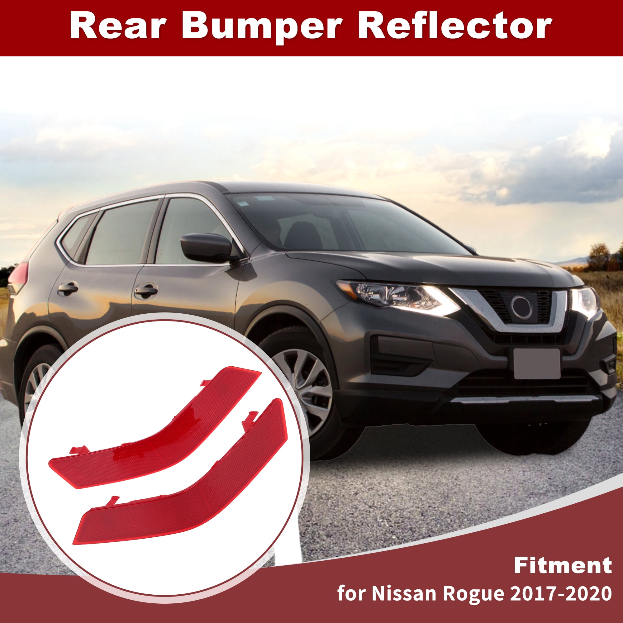 Unique Bargains 1Pc Rear Bumper Reflector for Nissan Rogue 2017-2020 Left and Right Side