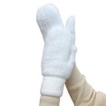 thumbnail image 3 of Gloves Fluffy Mittens Gloves for Women Plush Thermal Solid Color Gloves Ideal Christmas Gift (White One Size), 3 of 3