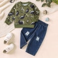 thumbnail image 2 of mgoYE Toddler Boy Clothes Baby Kids Dinosaur Truck Fall Winter Outfit Sweatshirt Jean Set 9 12 18 24 Months 3T 4T Boys Clothing, 2 of 8