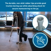 BodyMed Lightweight Aluminum Crutches Pair, Adult, Tall, 5' 10–6' 6 – Height Adjustable Crutches – Includes Padded Underarm Cushions, Hand Grips, Rubber Tips
