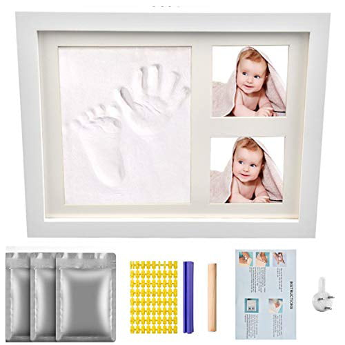Wood Roller Hand & Foot Impression Photo Keepsake for Girl & Boy Picture Frame Clay Date Stamp and Instructions Alphabet TIMESETL Baby Handprint & Footprint Kit