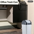 thumbnail image 4 of Superio Small Plastic Trash Can with Swing Top Lid  White Smoke 2.5 Gallon Bin, 4 of 6