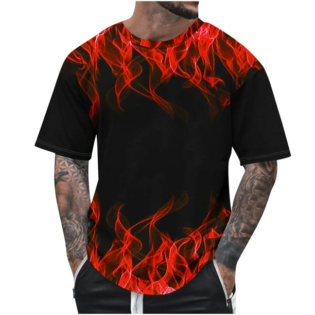 Camisetas de Cuello de la Tripulación de los Hombres de Verano Redondo Cuello Impreso Camiseta, Top Atlético de Secado Rápido Casual para los Hombres