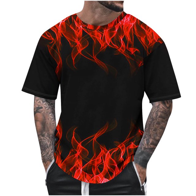 Camisetas de Cuello de la Tripulación de los Hombres de Verano Redondo Cuello Impreso Camiseta, Top Atlético de Secado Rápido Casual para los Hombres