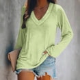 thumbnail image 2 of AherBiu Womens T Shirts V Neck Loose Fitted Long Sleeve Basic Tee Oversized Comfy Fall Tops Solid Color, 2 of 4