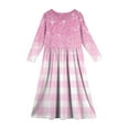 thumbnail image 4 of Abcomgle Girls Maxi Dresses 14-16 Casual A-Line Long Sleeve Maxi Dress Sparkling Plaid Crew Neck Sundresses Summer Swing Dresses with Pockets,Pink, 4 of 5