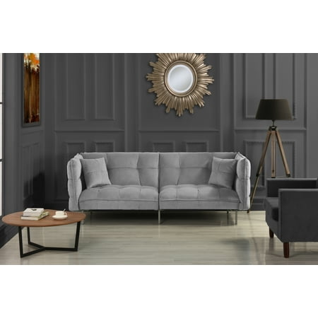 Plush Tufted Velvet Sleeper Sofa, Light Grey - Walmart.com