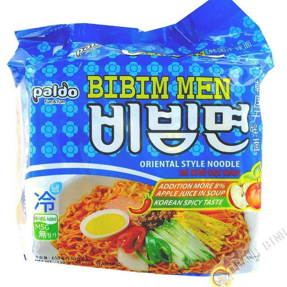 Paldo Bibim Men Korean Spicy Oriental Style Noodle, 4.58 oz, 5 Count Bag
