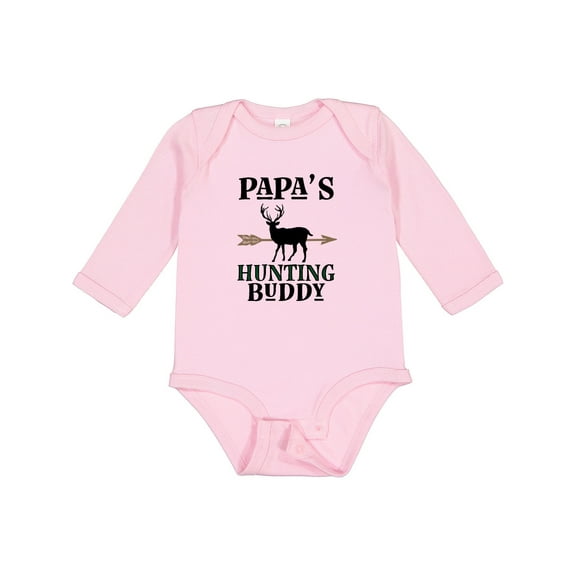 Inktastic Papa Hunting Buddy Bow Hunter Boys or Girls Long Sleeve Baby Bodysuit