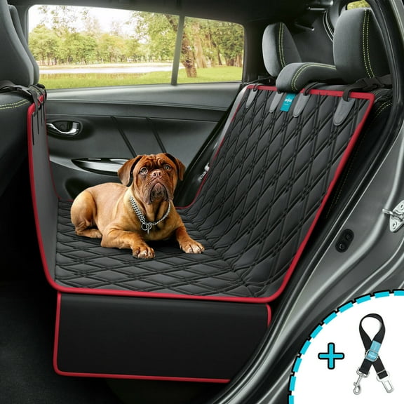 Dog Car Seat Cover Back Hammock Style 100% Waterproof, Nonslip Backing Washable Durable Covers Great for Cars Truck Pet Seat Protector SeatBelt Leash Included