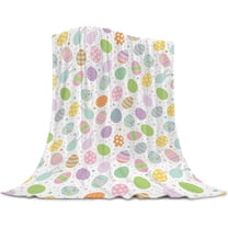 Matoen Easter Blanket Spring Bunny Rabbit Eggs Soft Flannel Colorful Decorative Throw Blanket Holiday Square Birthday Blanket for Easter Gifts Home Couch Sofa Bed Room, 39.4x51.2inch
