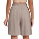 thumbnail image 5 of Karight Women's Linen Summer Shorts Casual Bermuda Wide Leg Mid Length High Waisted Drawstring Short with Pocket, 5 of 8