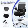thumbnail image 6 of JONPONY 500 lbs big and tall office chair with W-Shape Thicken Cushion, ergonomic office chairs with Flip-up Armrests, Breathable Mesh Extended Desk chairs for adults, computer chair Black, 6 of 10