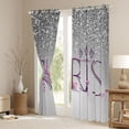 thumbnail image 3 of Homewish Grey Sequin Print Curtains Pack of 2 (42x84 Each) for Girl, Paris Eiffel Tower Curtains Blackout, Fashion Flower Butterfly Bedroom Curtains, Curtains and Drapes Room Decor, 3 of 5