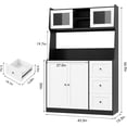 thumbnail image 2 of EastVita 66 inch Kitchen Pantry Cabinet with Microwave Shelf Freestanding Hutch Cabinet with 3 Drawers and LED Lights Tall Storage Cabinet with Countertop for Dining Room Black and White, 2 of 7