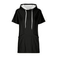 thumbnail image 4 of Timegard Womens Tops Drawstring Hoodies Short Sleeve Comfy Solid Color Pullover Tops with Pockets, 4 of 7
