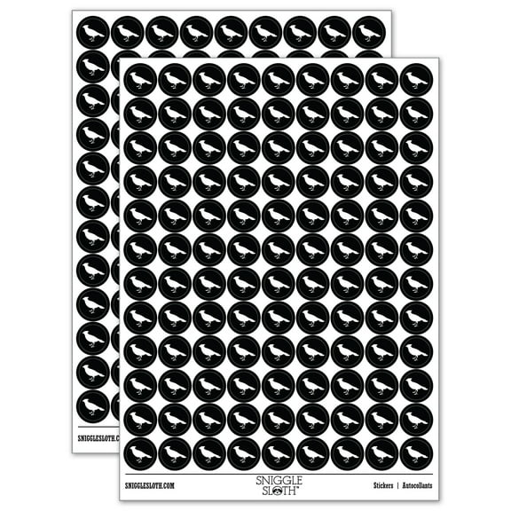 Cardinal Bird Standing Solid 200  Round Stickers - Black - Gloss Finish - 0.50" Size