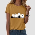 thumbnail image 2 of Yuncity Halloween Shirts For Women Ghosts Graphic Print Tees Summer Crew Neck Short Sleeve Casual Stylish Outdoor Athletic Tops Size M Yellow, 2 of 5