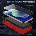 thumbnail image 4 of Heavy Duty Phone Case Designed for Apple iPhone 14 Plus Case with 1Pc Tempered Glass Screen Protector, Shockproof Dropproof Anti-Scratch Phone Case Cover for Apple iPhone 14 Plus,Red, 4 of 7