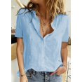 thumbnail image 3 of Blouses en Chiffon Col en V pour Femmes Manches Ballon Décontractées, 3 of 4